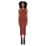 Rick Owens Burgundy Round Neck Midi Dress