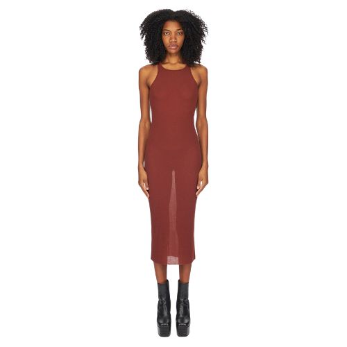 Rick Owens Burgundy Round Neck Midi Dress Rick Owens Burgundy Round Neck Midi Dress